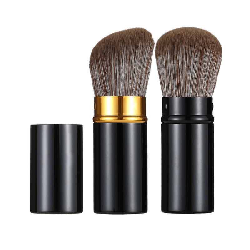Retractable powder brush with cover makeup tool
