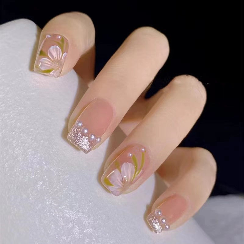 Lilac Pearl Decor Medium Press On Nails