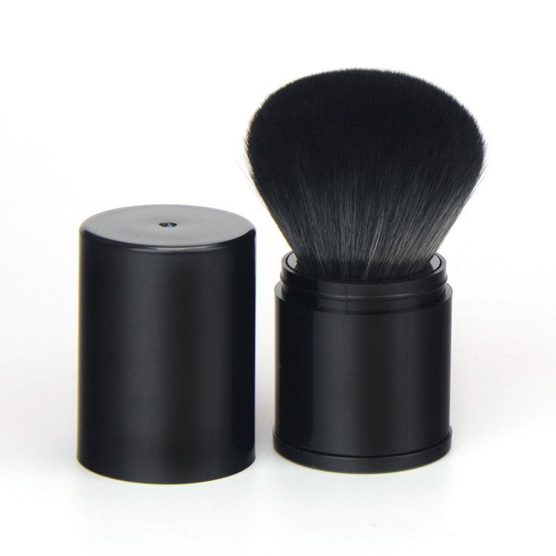 Large retractable powder brush with cap, soft bristles, mushroom-shaped makeup brush