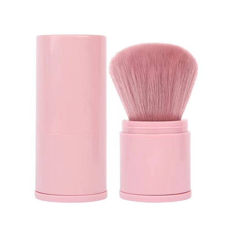 Large retractable powder brush with cap, soft bristles, mushroom-shaped makeup brush