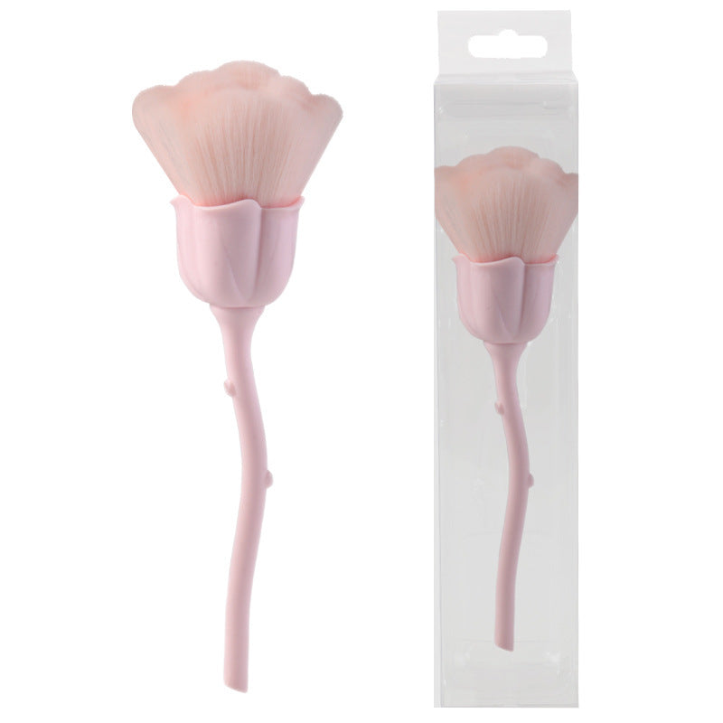 Pink Flower-Shaped Powder Brush