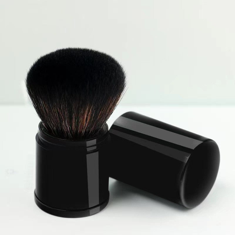 Large retractable powder brush with cap, soft bristles, mushroom-shaped makeup brush