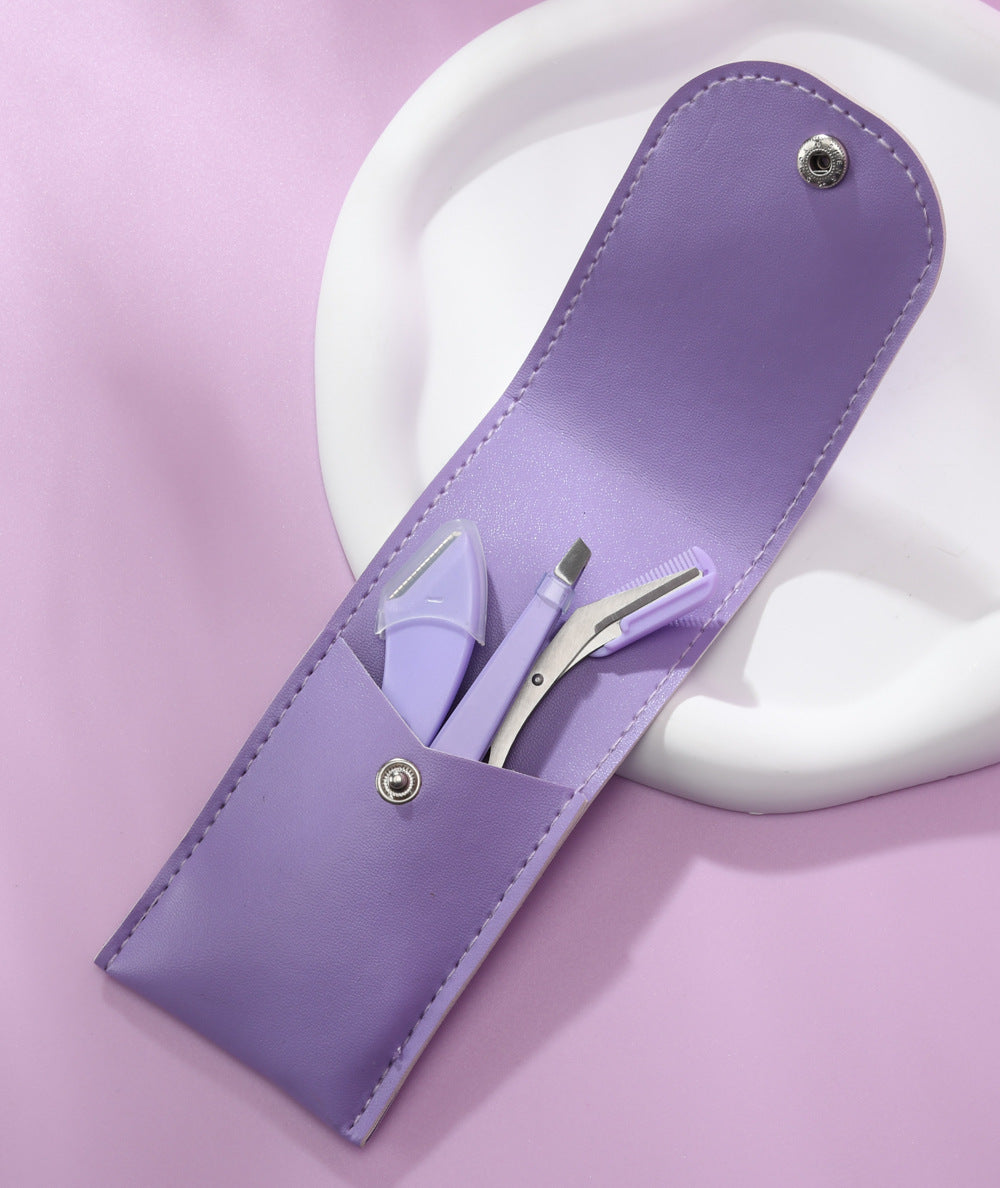 Curved Steel Brow Razor With Precision Tweezer