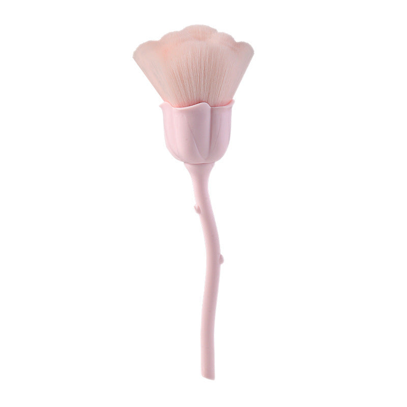 Pink Flower-Shaped Powder Brush
