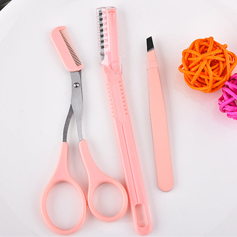 Stainless Brow Grooming Set With Razor And Tweezer